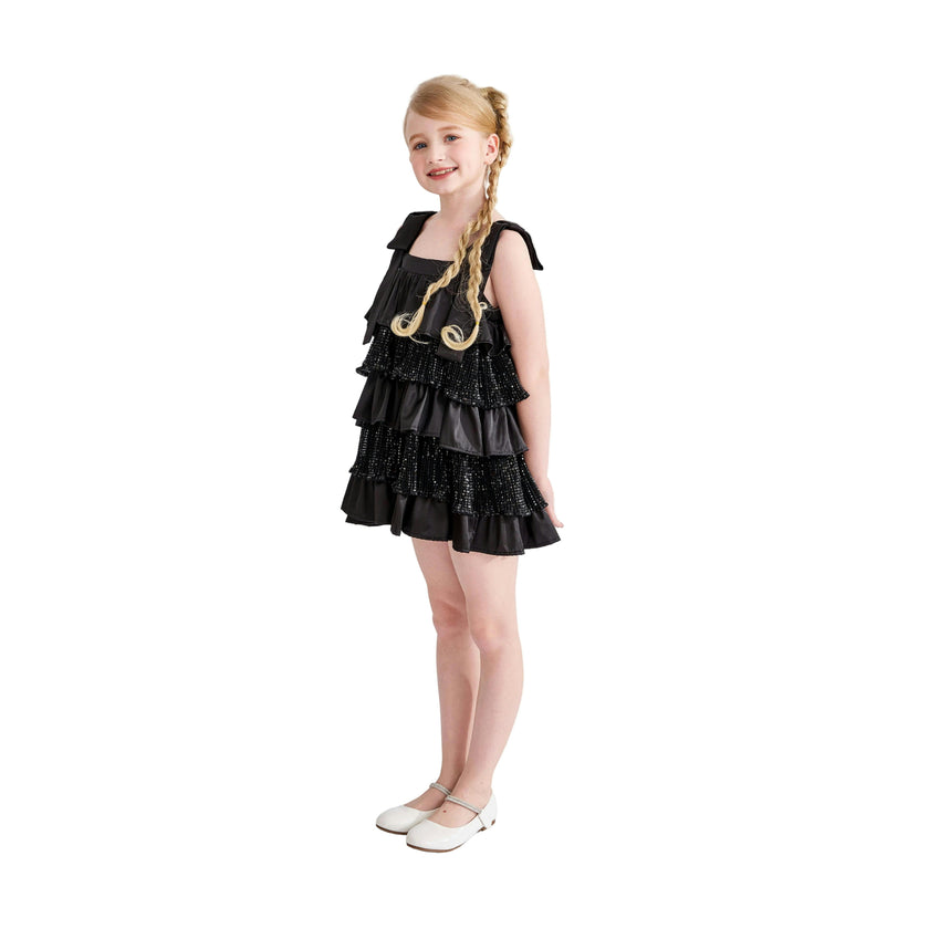 Black Bellamy Ruffle Sequin Dress