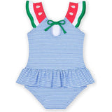 Seersucker Swimsuit with Watermelon