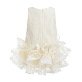 Cream Yelena Lace Ruffle Dress