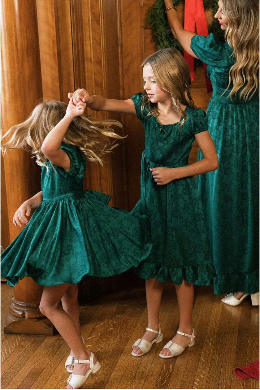 Mini Cupcake Dress in Emerald Satin