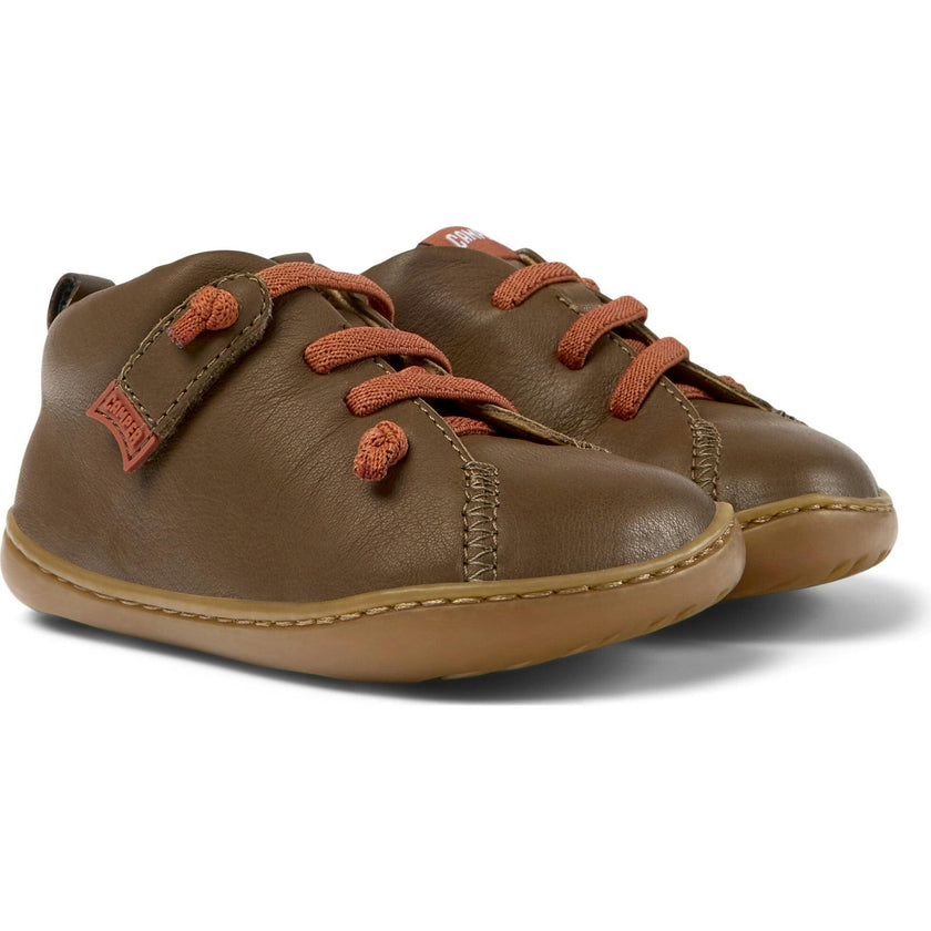 Peu Cami Hook-N-Loop Closure Leather Shoes, Brown