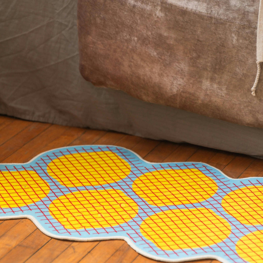 Yellow Grid Lemon Runner Rug by Johann Banta