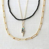 Abalone Lightning Bolt Charm Necklace