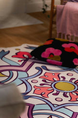 Pink Scalloped Bohemian Medallion Rug by Maayan Alper-Swan