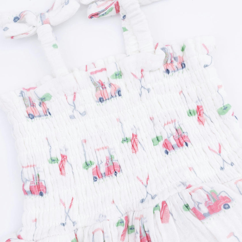 Baby Golf Carts Pink - Smocked Bubble with Skirt
