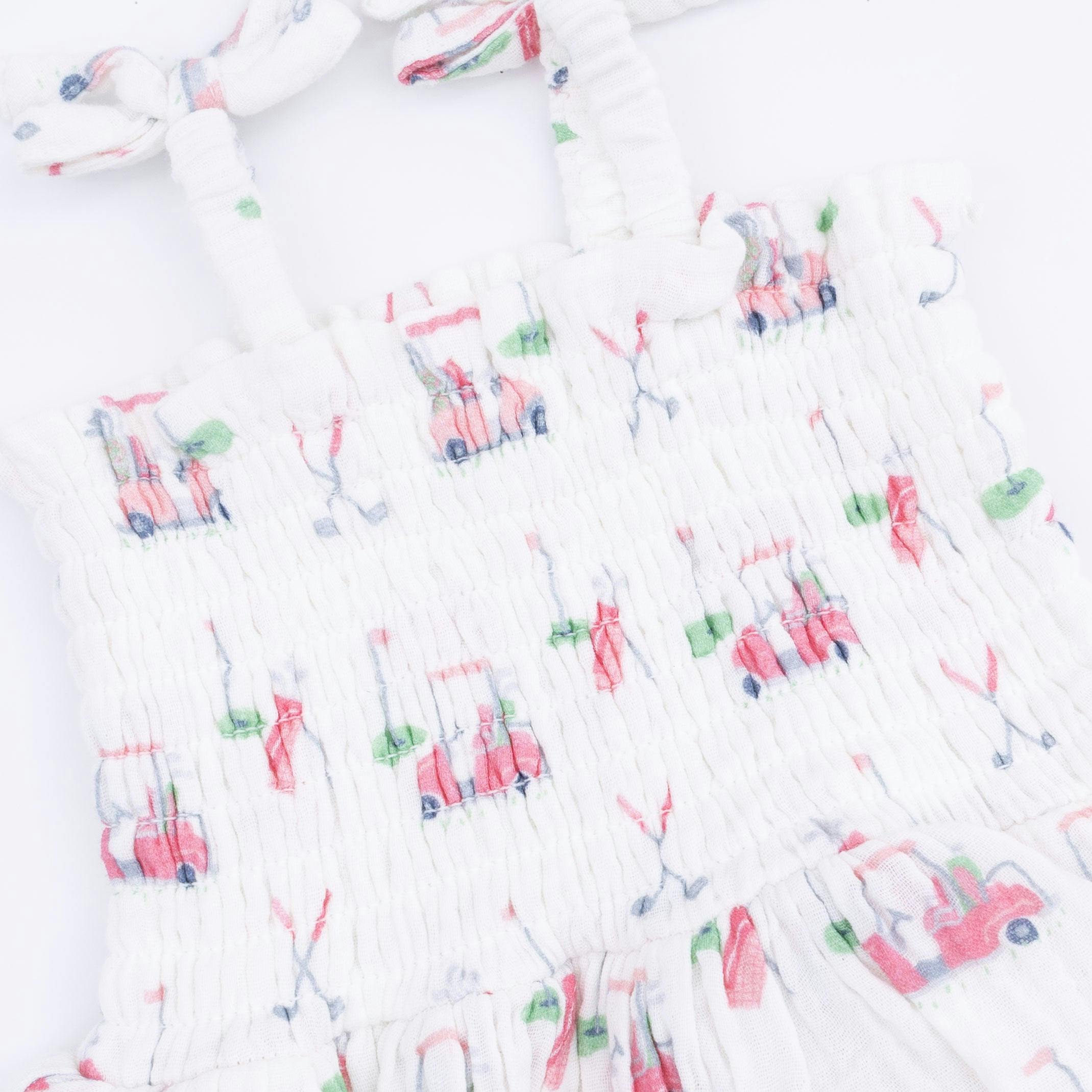 Baby Golf Carts Pink - Smocked Bubble with Skirt