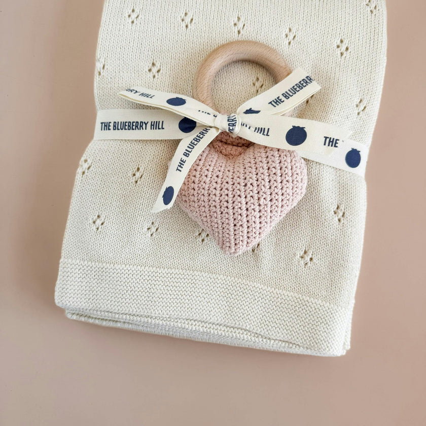 Heirloom Pique Blanket, Cream | Organic Cotton