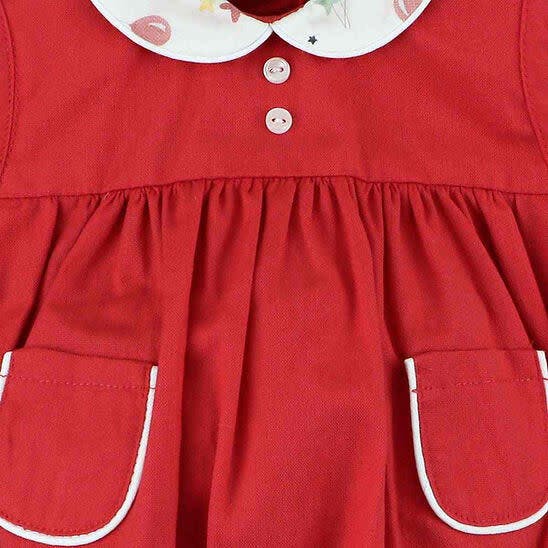 Infant Girls' Red Peter Pan Collar Bubble Romper, Red