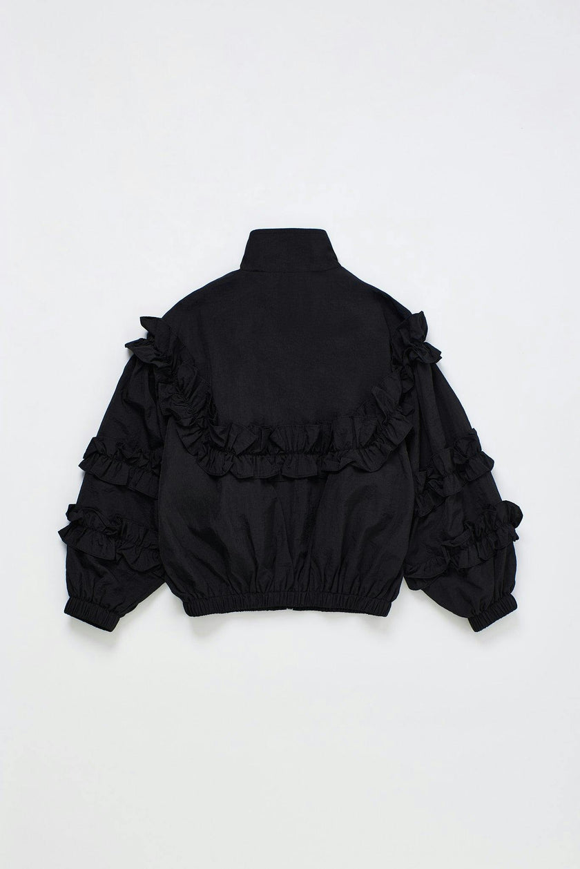 RUFFLES NYLON JACKET BLACK