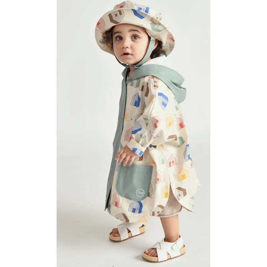 House Print Rain Hooded Poncho