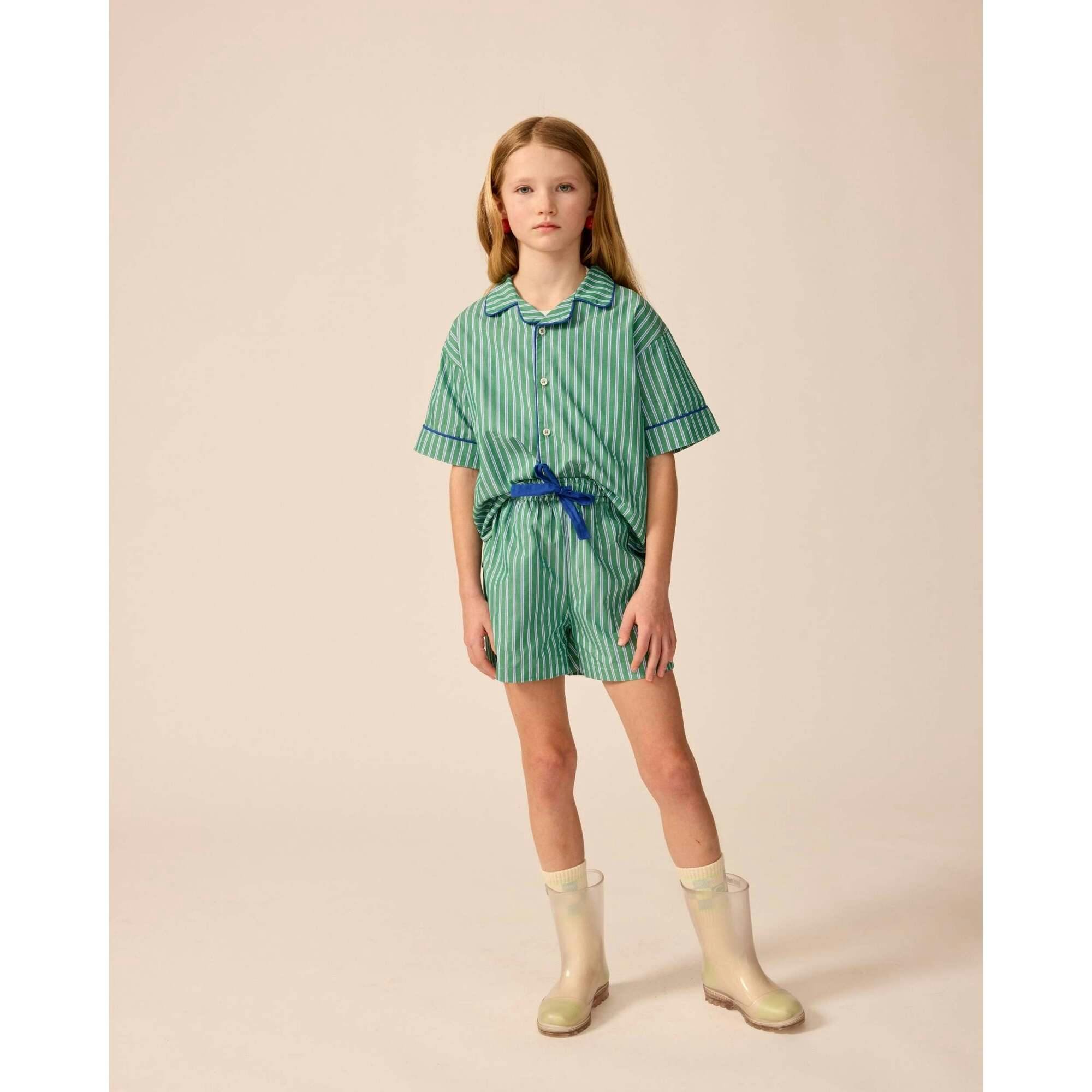 Bowling Shirt in Cucumber Stripe