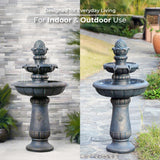 Teamson Home 2-Tier Birdbath Water Fountain Outdoor Garden with Shallow Basin
