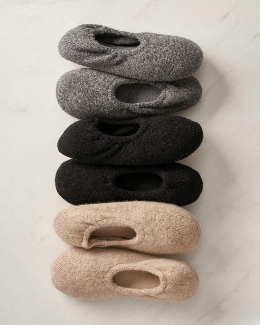 Women's Cashmere Slippers in Camel