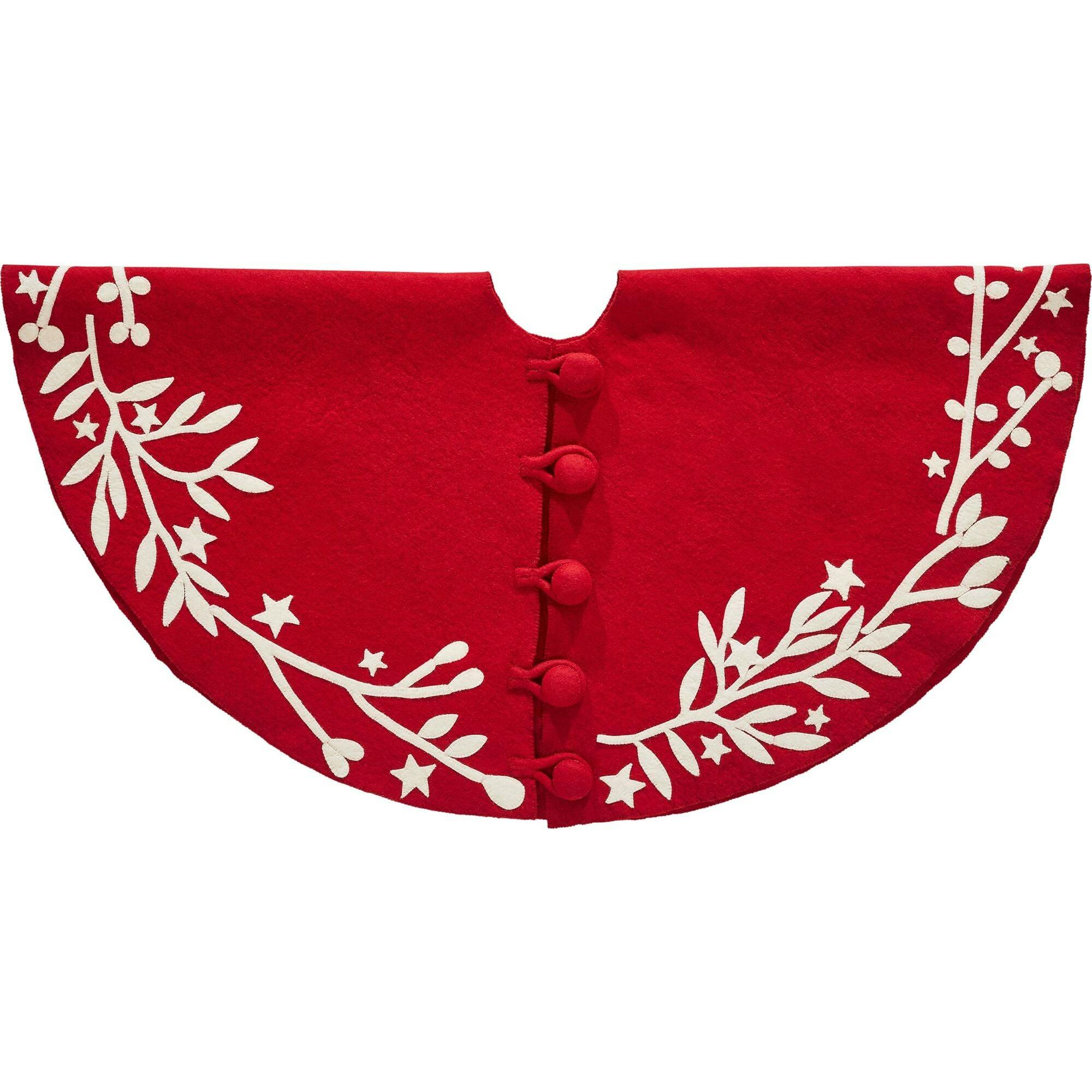 Handmade  Felt Branches and Stars Red Christmas Tree Skirt 60