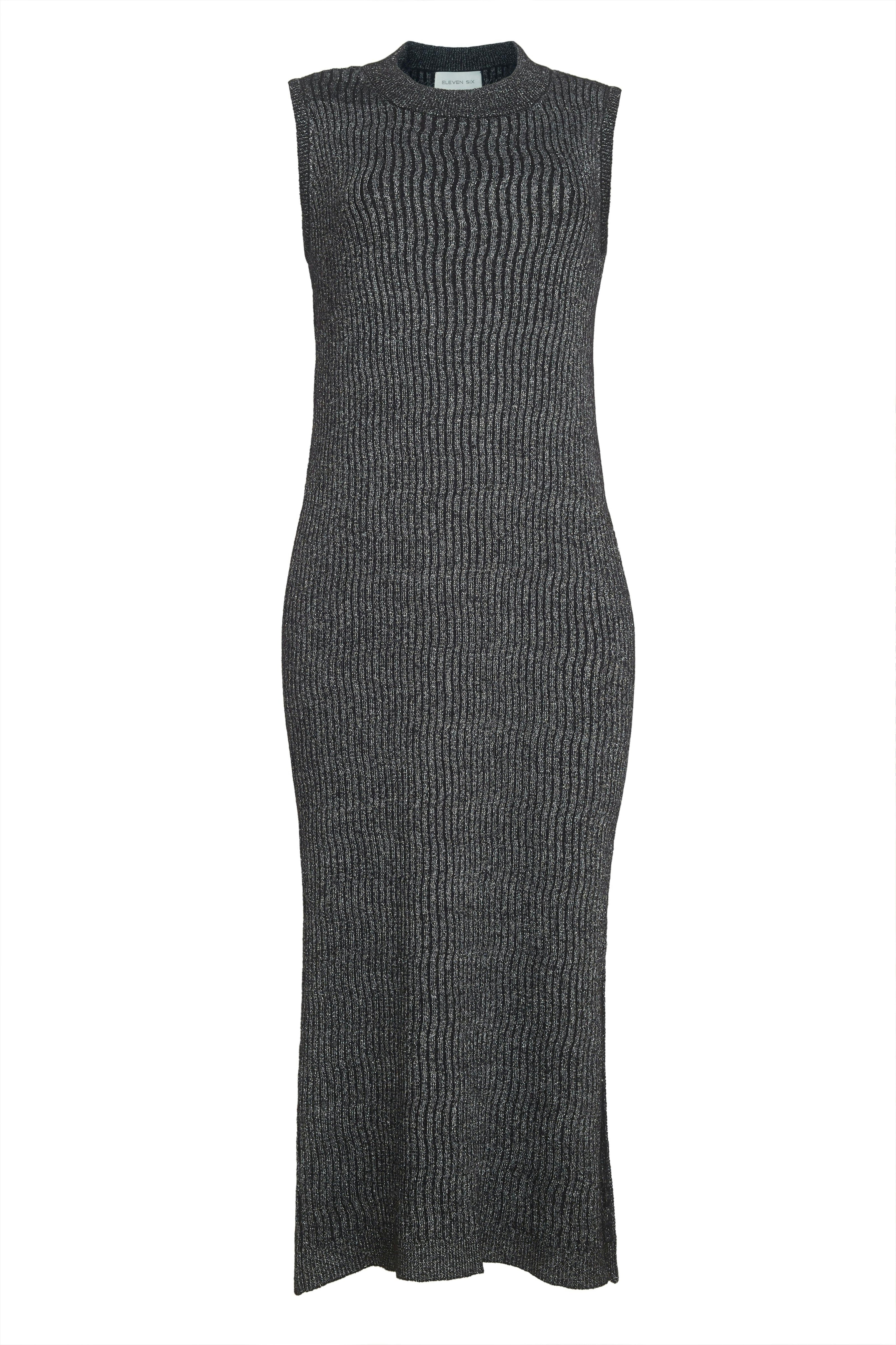Women's Isla Lurex Wavy Rib Knit Long Tank Sweater Dress