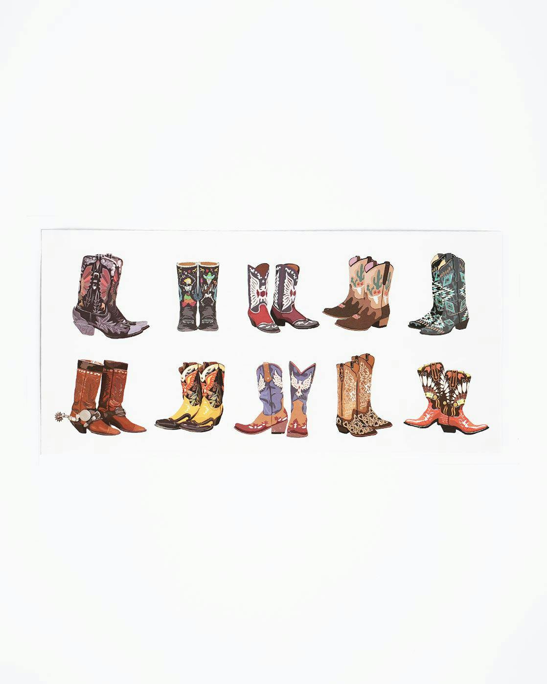 Western Cowboy Boot Temporary Tattoos - 10 Pack
