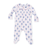 Stripe Dot Roses - Smocked Peter Pan Snap Footie