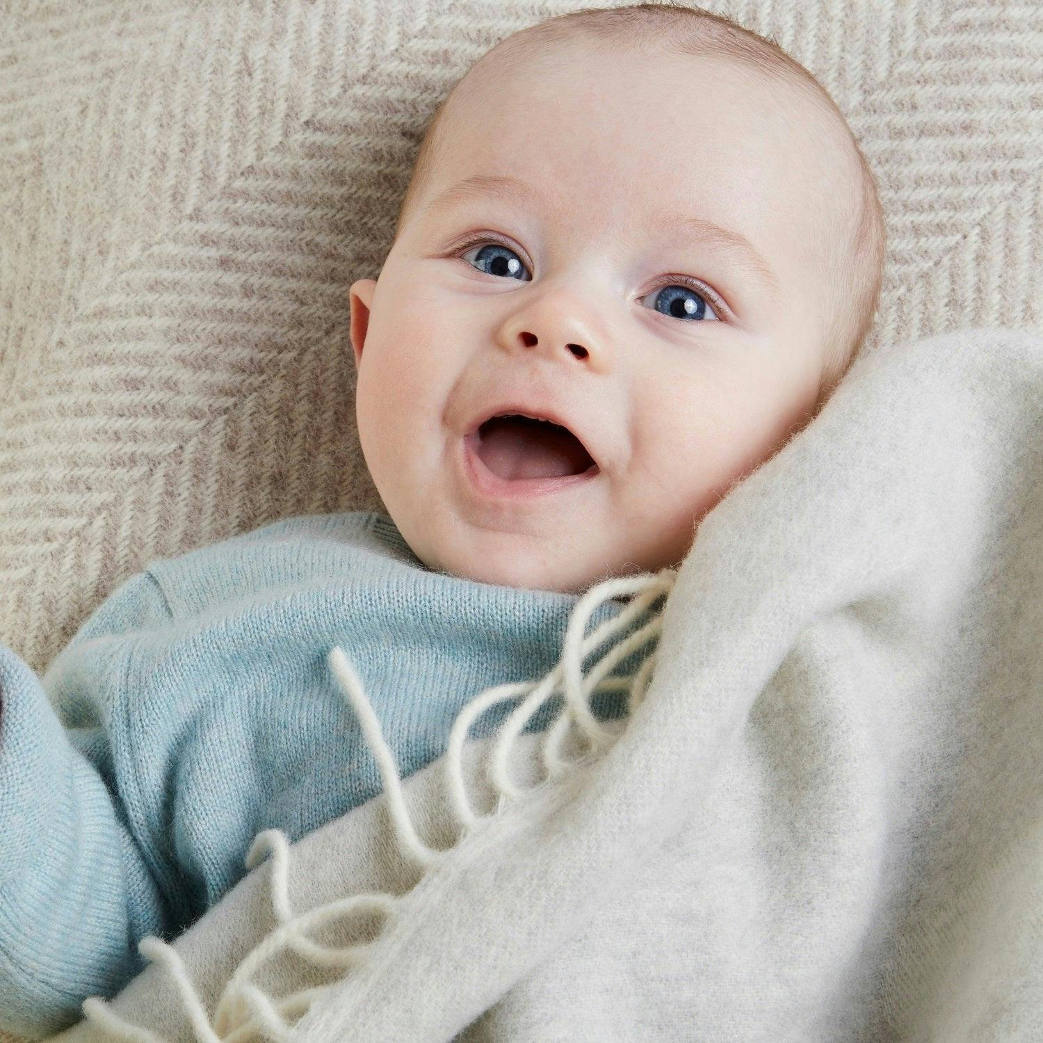 Super Soft Merino Baby Blanket - Light Grey