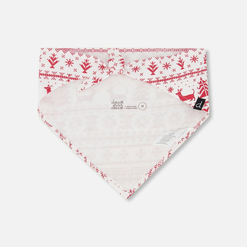 Organic Cotton Christmas Bandana For Dogs Red And White Fairisle