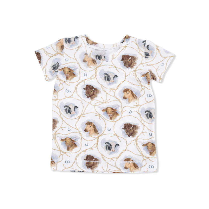 Farm Animals Rope Cameos Uni - Short Sleeve Loungewear Set