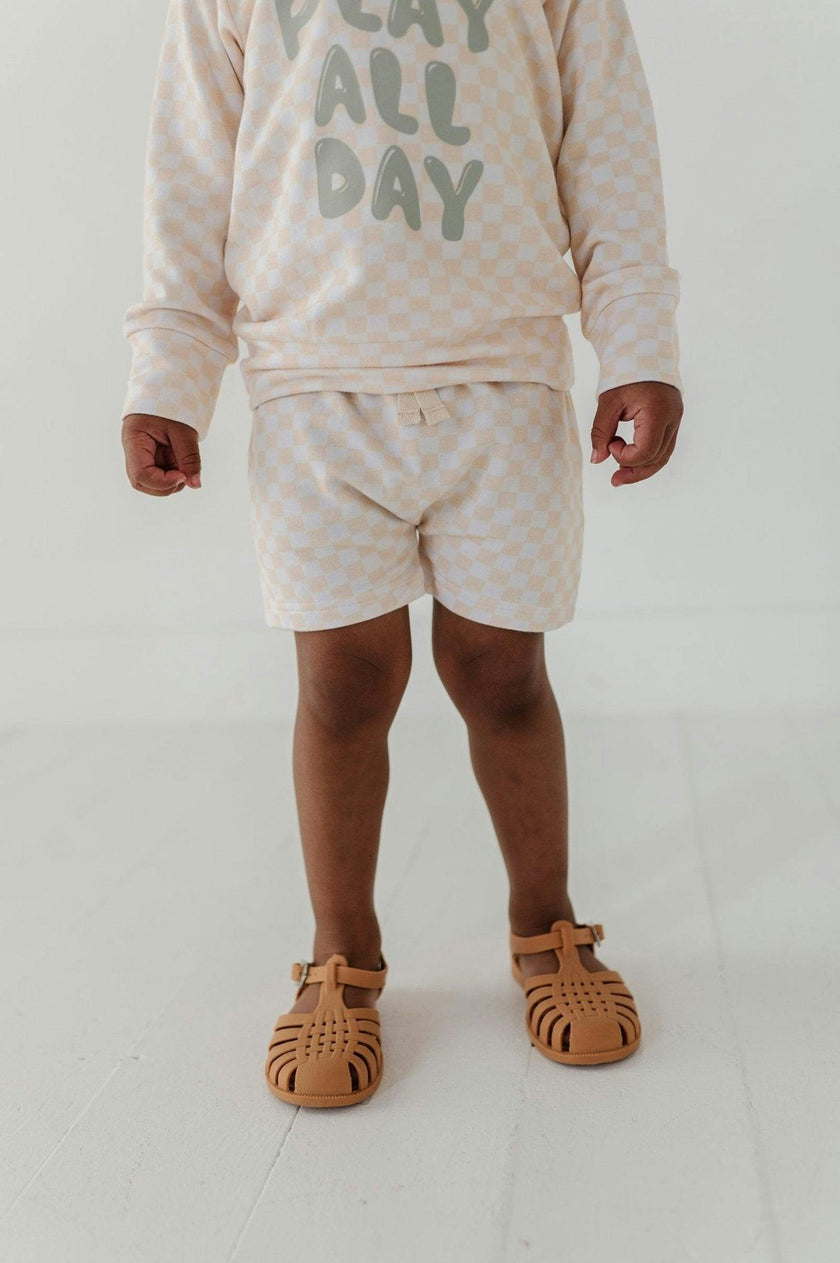 Boys Harem Shorts in Checkered in Rutabaga