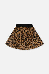 Faux Fur Skirt Brown Leopard Print