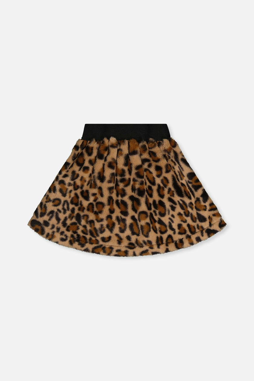 Faux Fur Skirt Brown Leopard Print