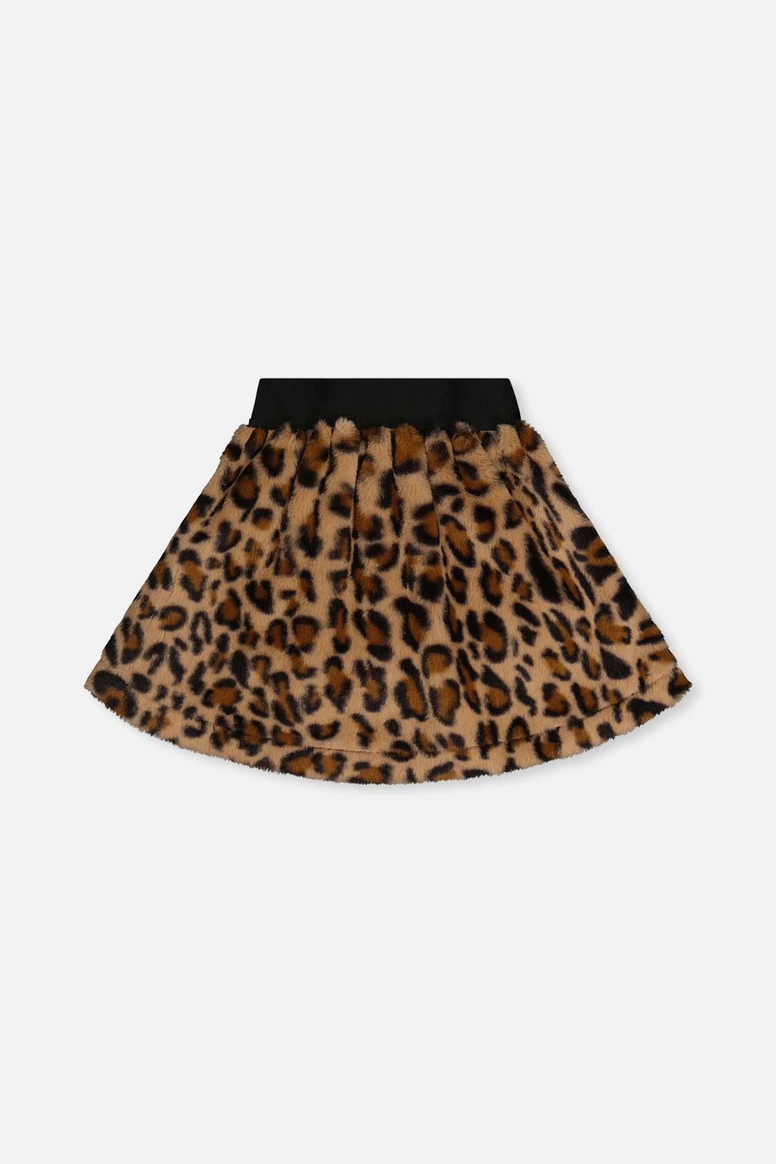 Faux Fur Skirt Brown Leopard Print