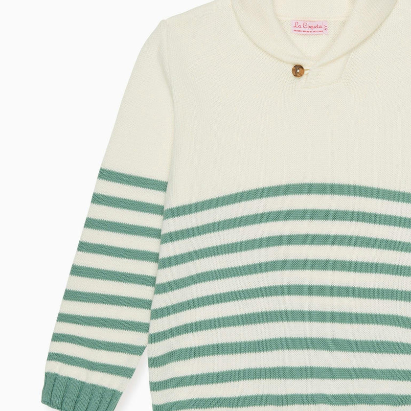 Sage Stripe Goyo Cotton Boy Jumper