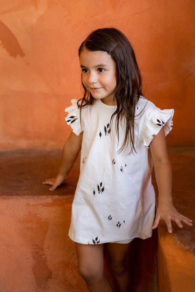 Girls Jersey Box Pleated Sleeve Dress