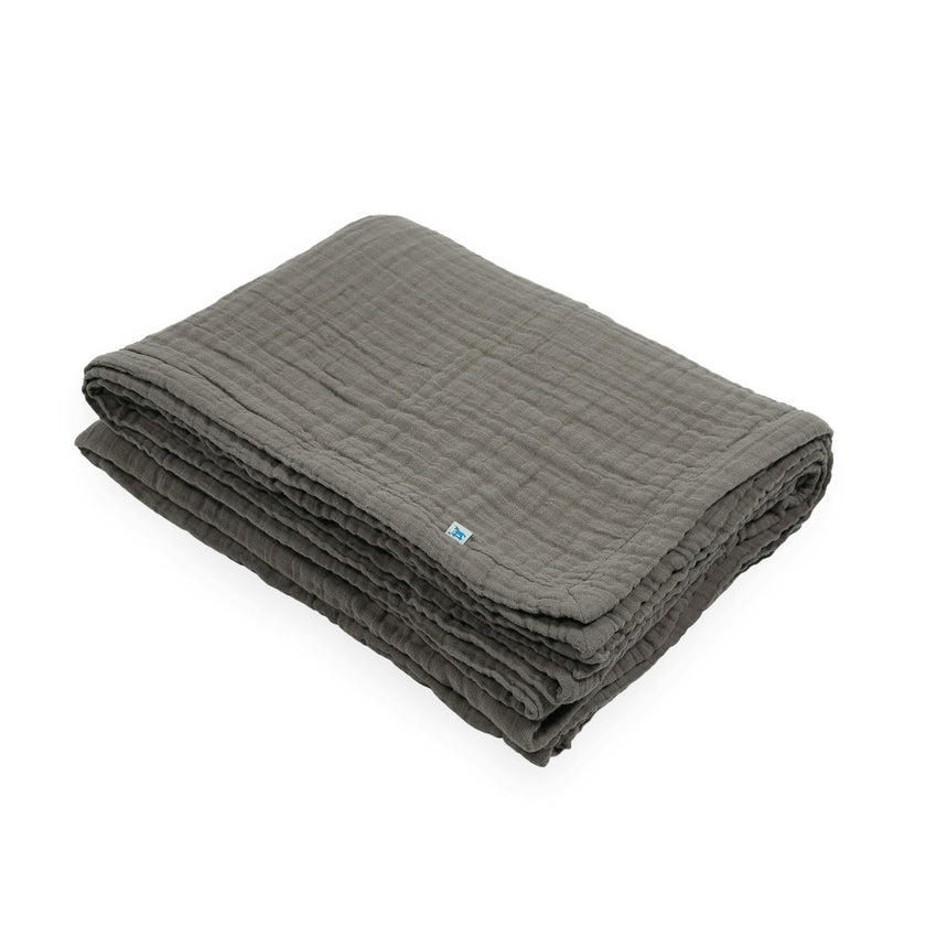 Cotton Muslin Quilted Throw - Mocha