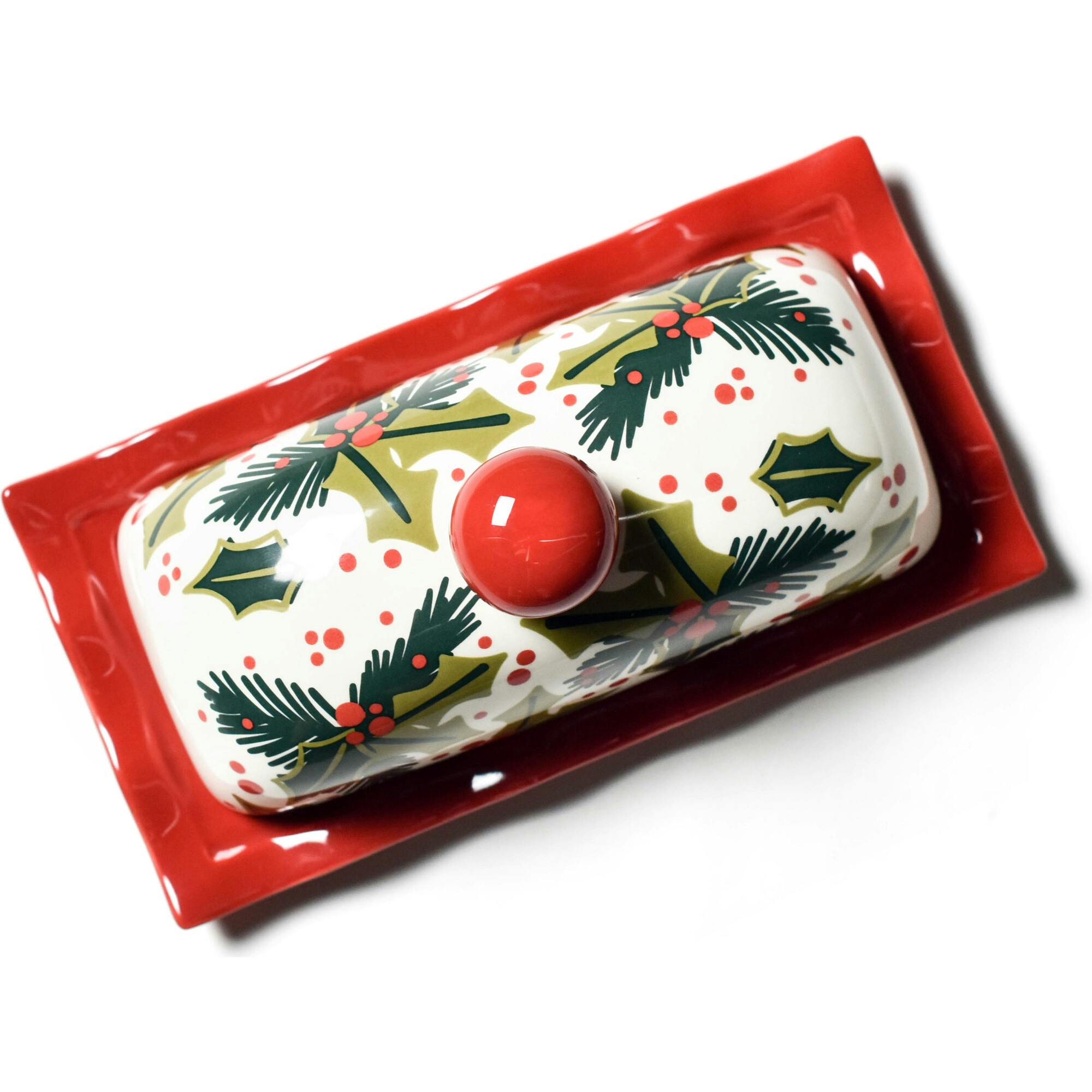 Balsam and Berry Holly Ruffle Domed Butter Dish