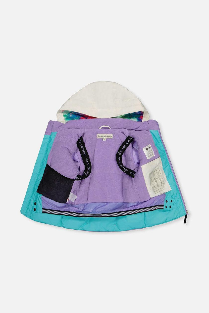 Two Piece Teknik Snowsuit Multicolored With A Diamond Pattern