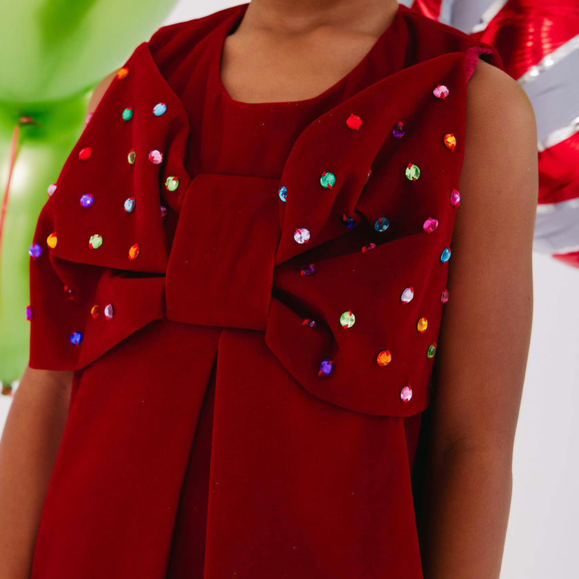 Rainbow Crystal Gem Bow Dress