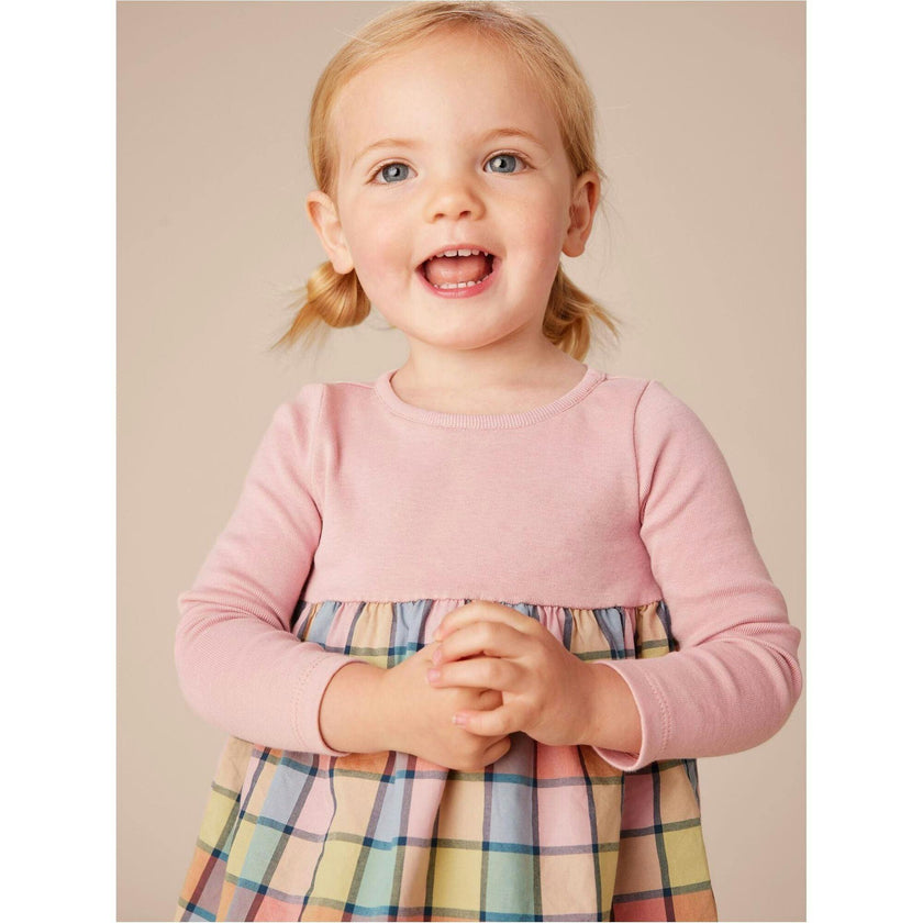 Print Mix Skirted Baby Dress, Brown