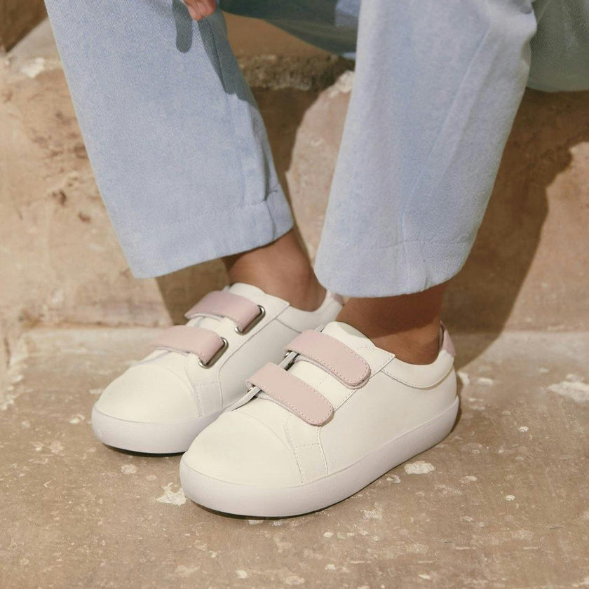 Maeve Old School Double Velcro Strap Leather Sneakers
