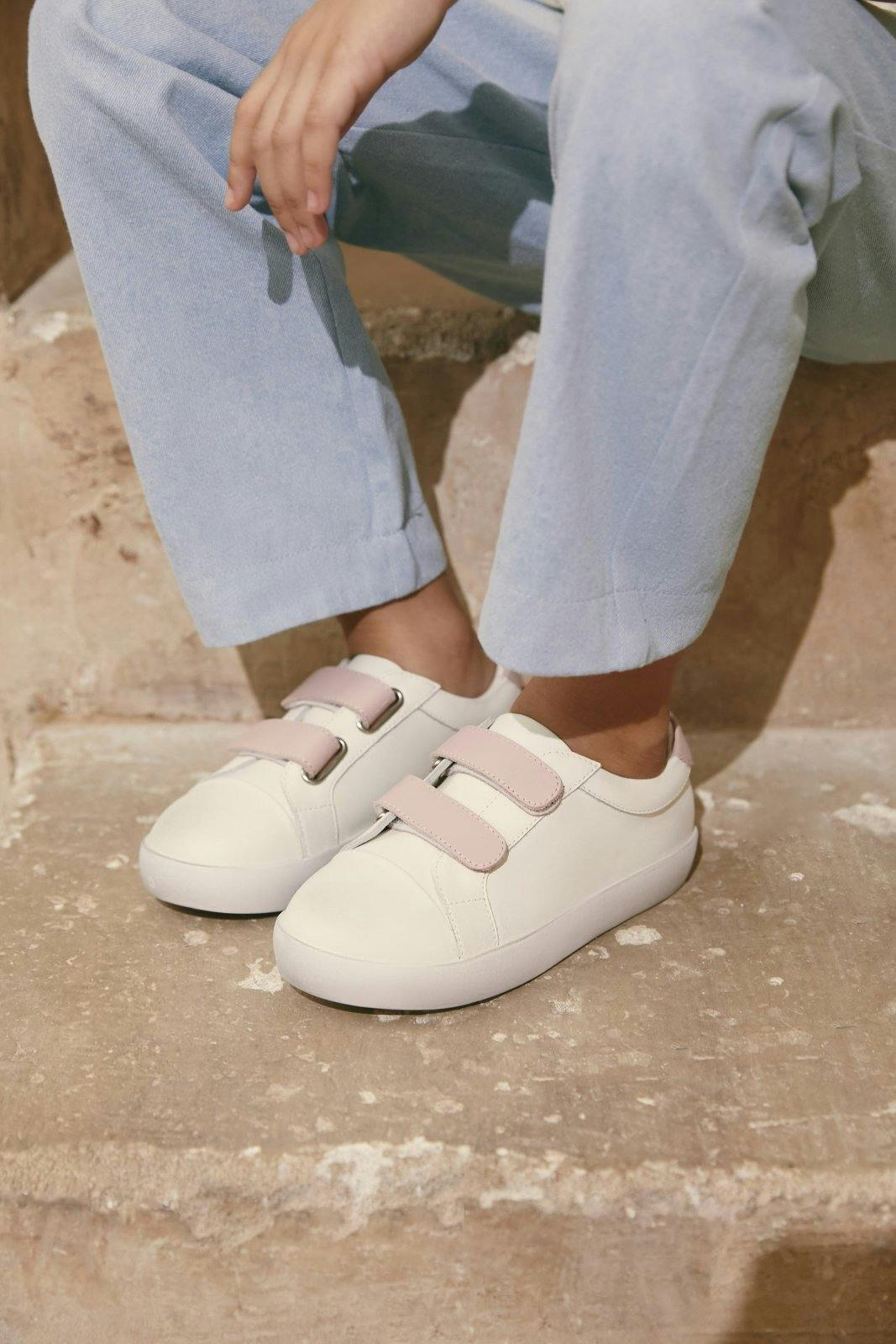 Maeve Old School Double Velcro Strap Leather Sneakers