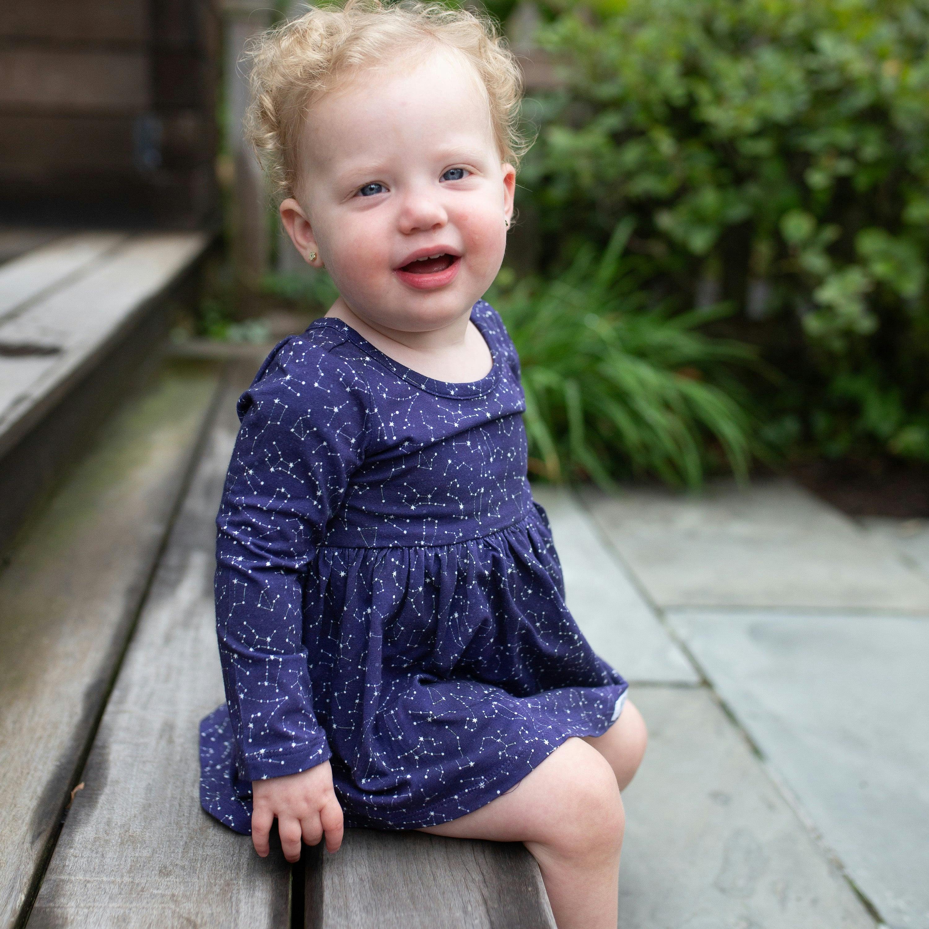 Long Sleeve Bubble Romper in Constellations
