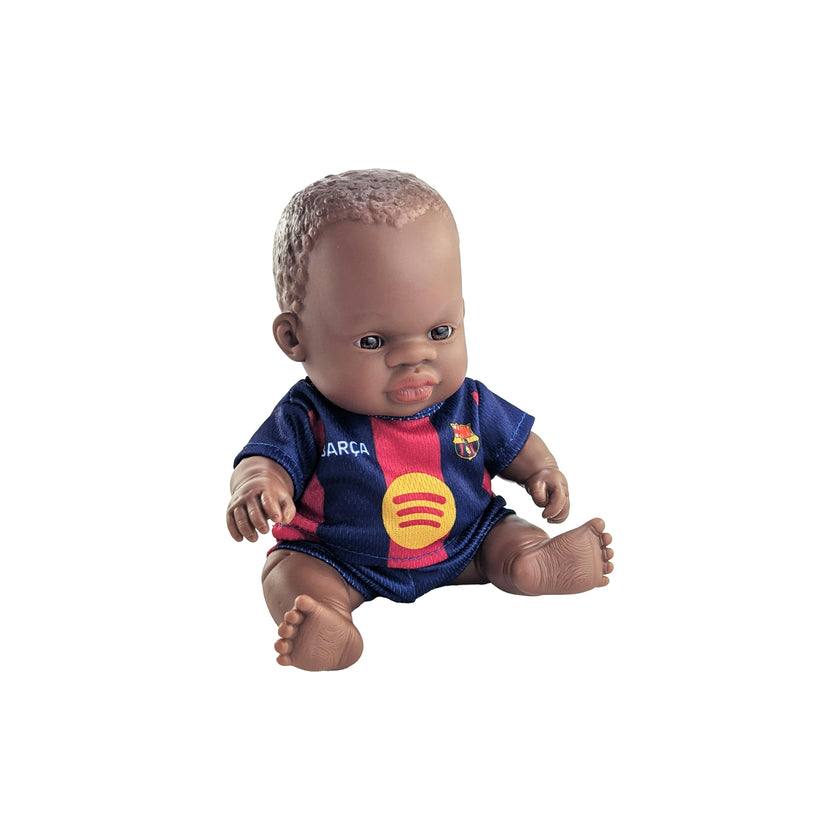 Miniland 8 1/4" Baby Boy Girl with Barcelona Soccer Jersey