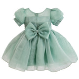 Light Green Brixton Puff-Sleeve Party Dress