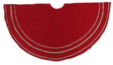 Handmade Concentric Nailhead Circles Red Linen Christmas Tree Skirt 60"