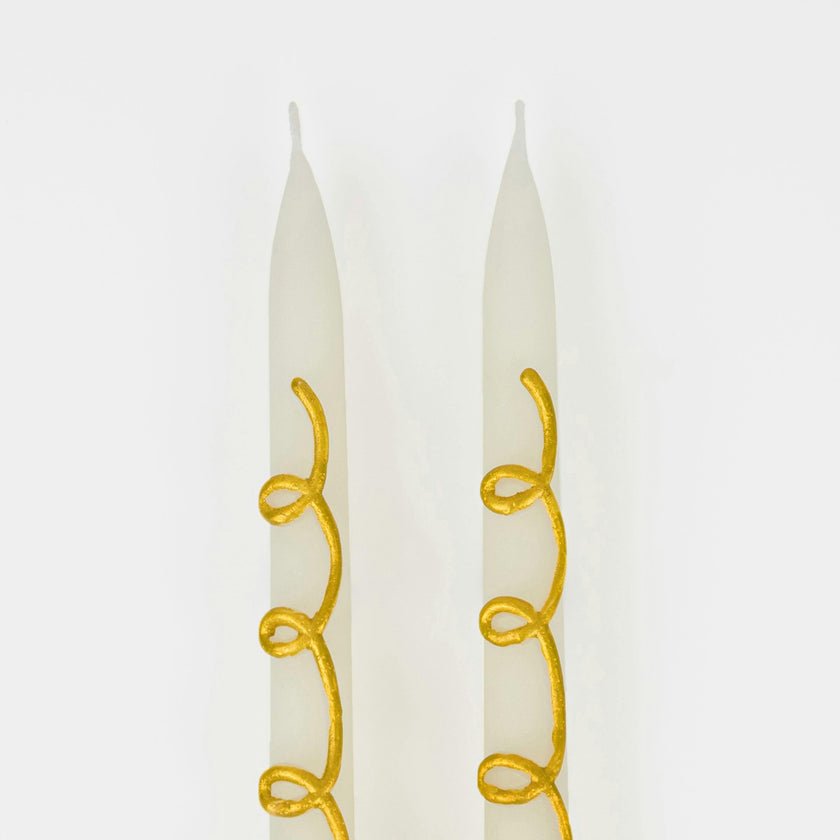 Gold Swirl Taper Candles