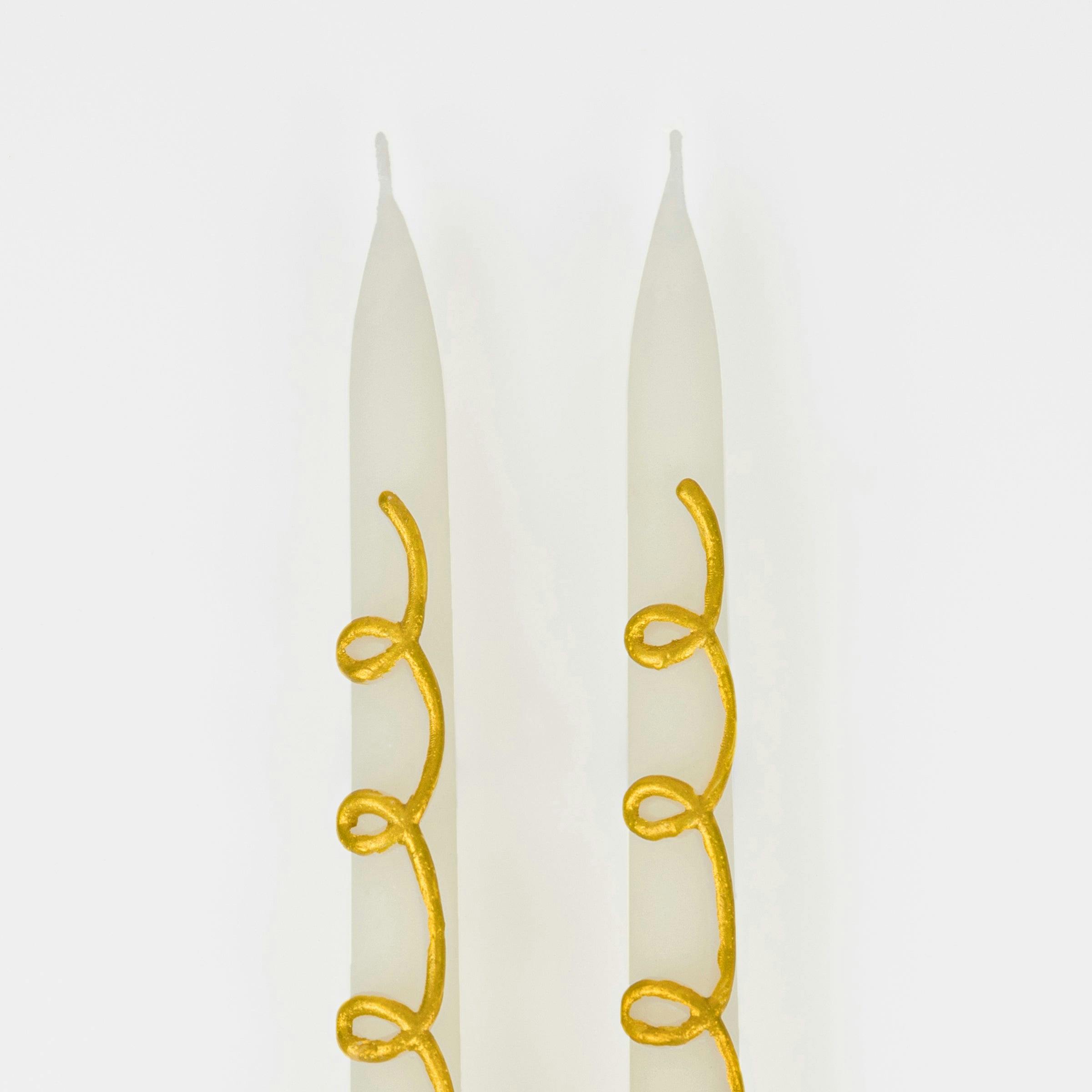 Gold Swirl Taper Candles