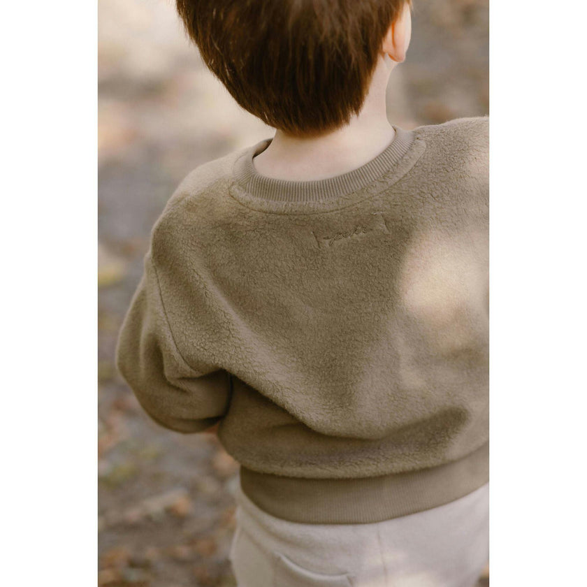 Teddy Fleece Dropped Shoulder Sweatshirt, Green