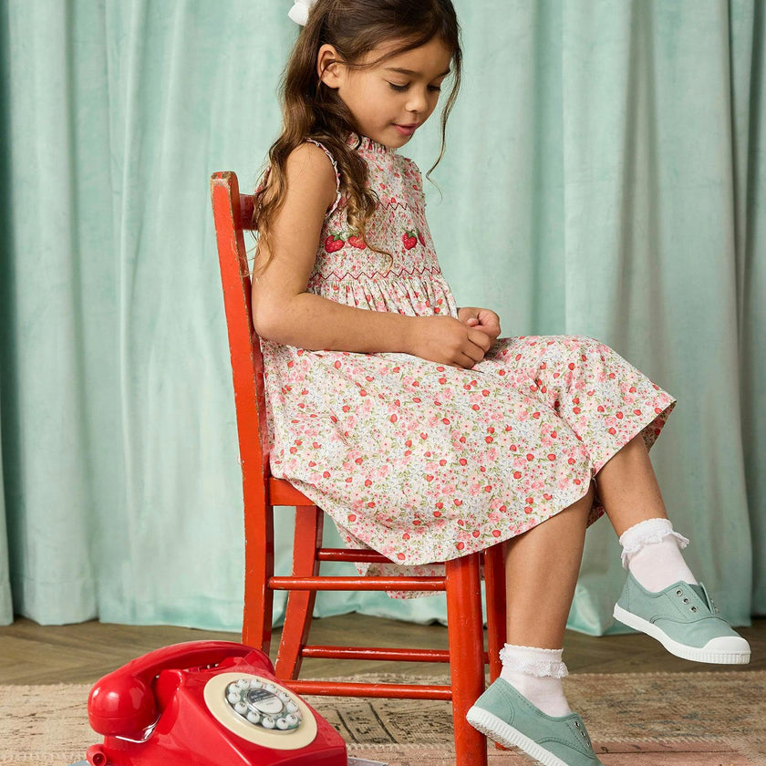 Strawberry Floral Smocked Dress