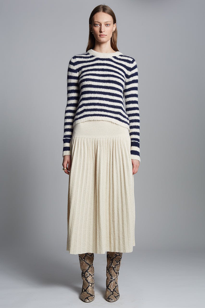AVA STRIPE SWEATER | IVORY + NAVY