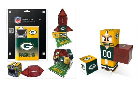 NFL Green Bay Packers Magnetic Fan Tiles & Qubee Character Combo Set