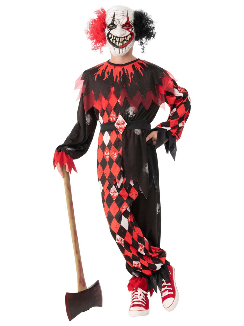 Boys' Red and Black Scary Clown Costume
