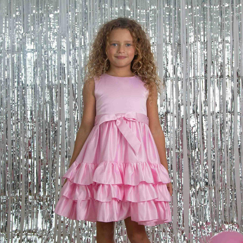 Arabella Frill Satin Girls Party Dress