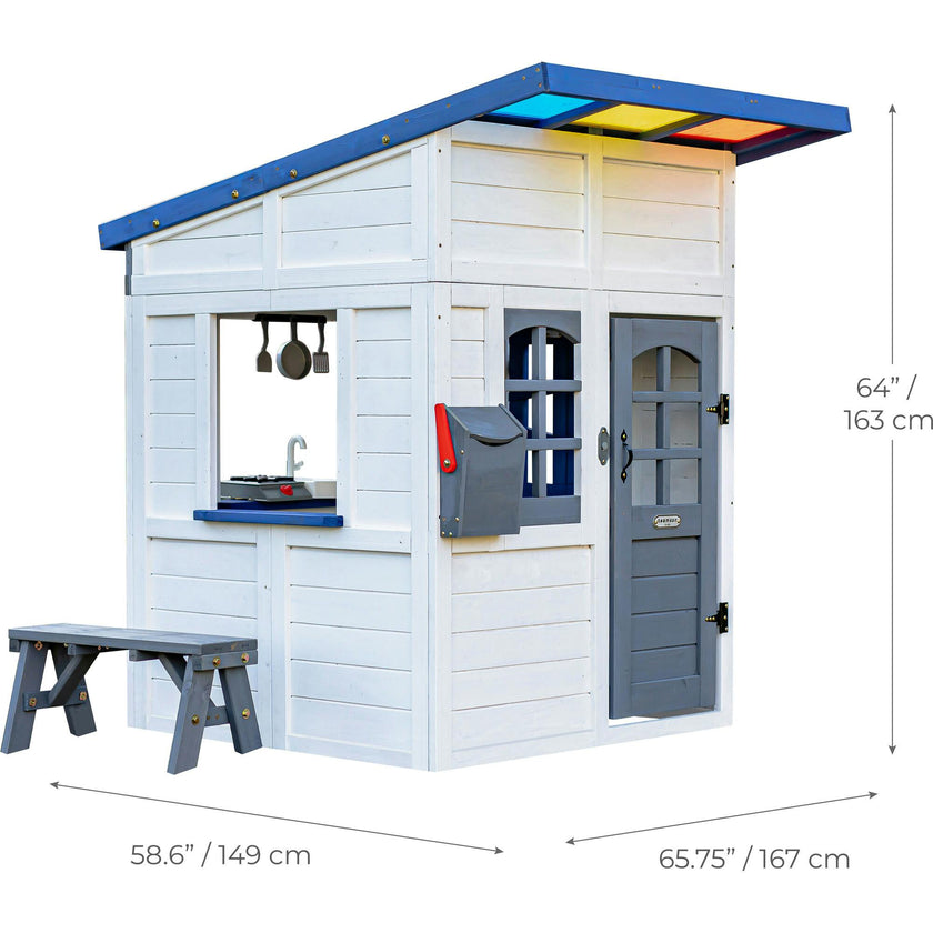 Teamson Kids Rainbow Shade Wooden Playhouse with Kitchen